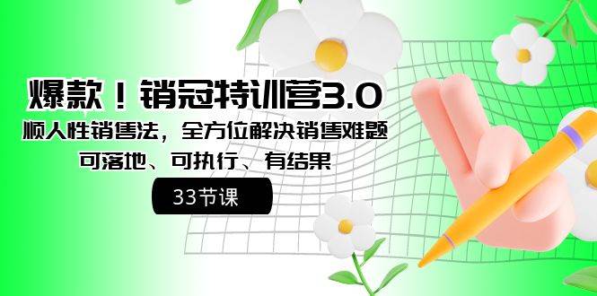 爆款！销冠特训营3.0之顺人性销售法，全方位解决销售难题、可落地、可执行、有结果-布谷屋免费网赚资源网