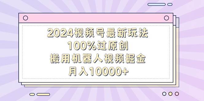 2024视频号最新玩法，100%过原创，搬用机器人视频掘金，月入10000+-布谷屋免费网赚资源网