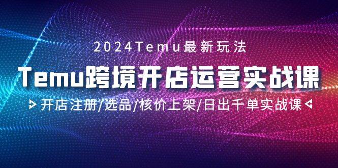 2024Temu跨境开店运营实战课，开店注册/选品/核价上架/日出千单实战课-布谷屋免费网赚资源网