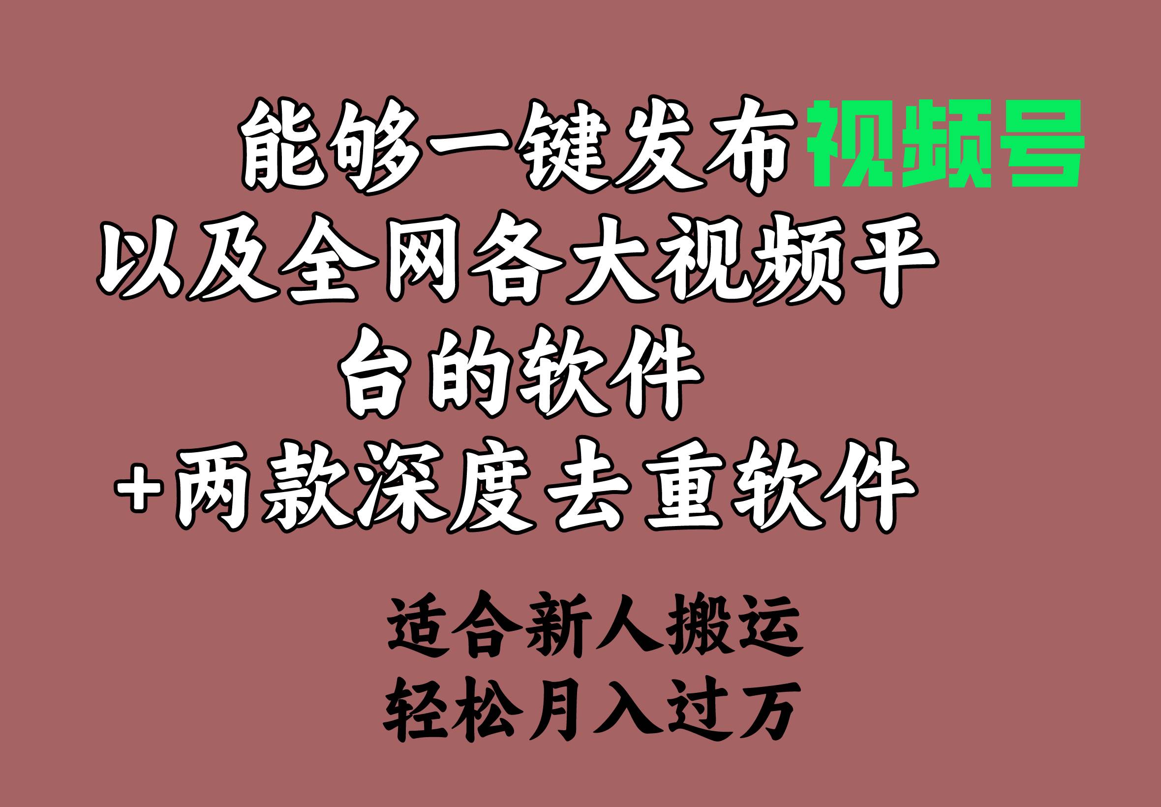 能够一键发布视频号以及全网各大视频平台的软件+两款深度去重软件 适合…-布谷屋免费网赚资源网