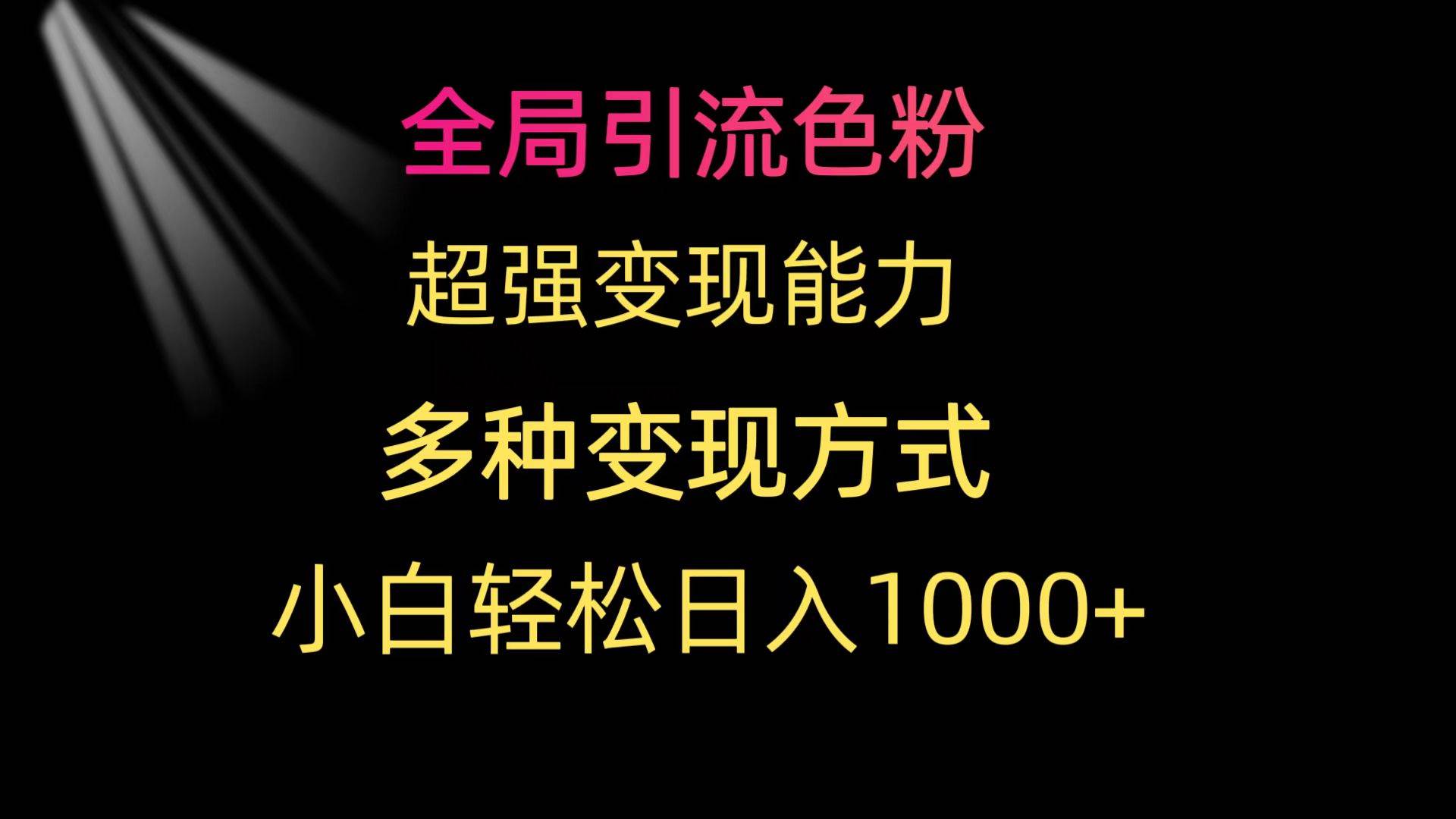 全局引流色粉 超强变现能力 多种变现方式 小白轻松日入1000+-布谷屋网赚资源网