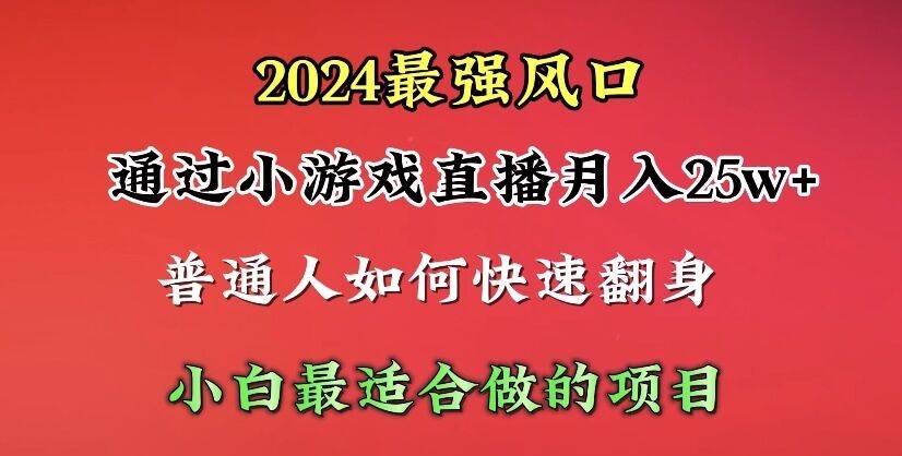 2024年最强风口，通过小游戏直播月入25w+单日收益5000+小白最适合做的项目-布谷屋免费网赚资源网